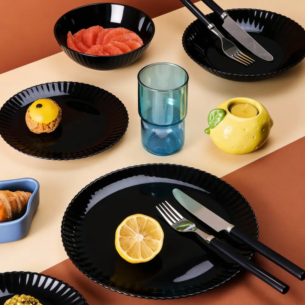 Assiettes À Dessert>Luminarc Assiette à dessert noire 19 cm Bloom